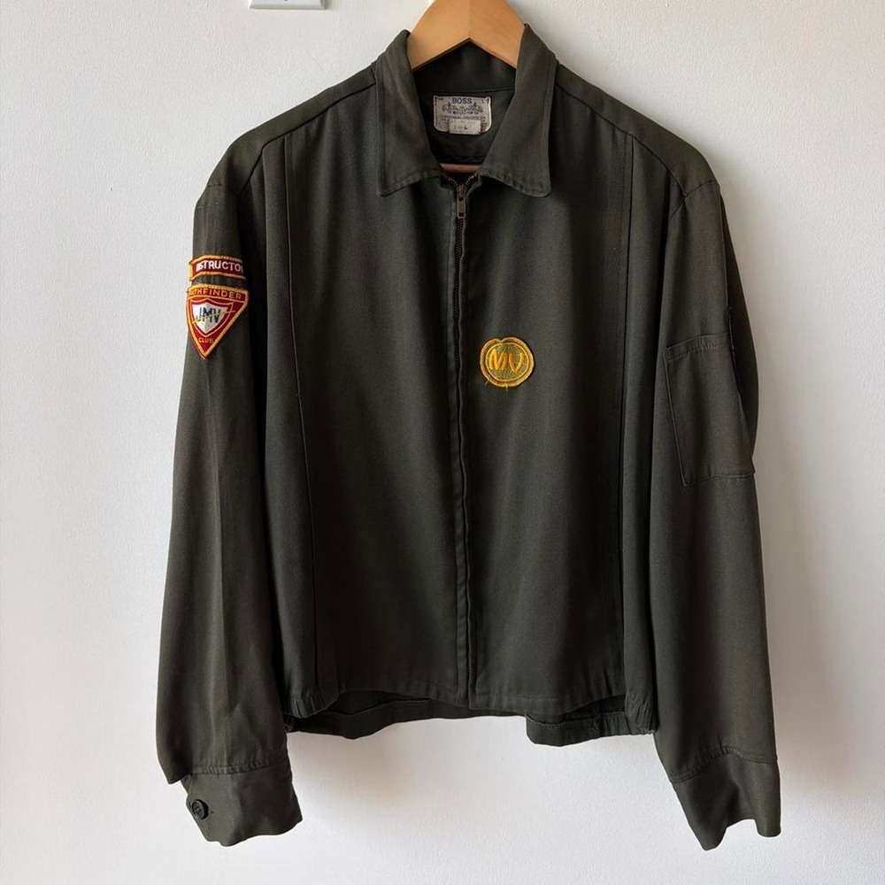 Vintage BOSS Commercial Uniform Co. olive green work / uniform jacket